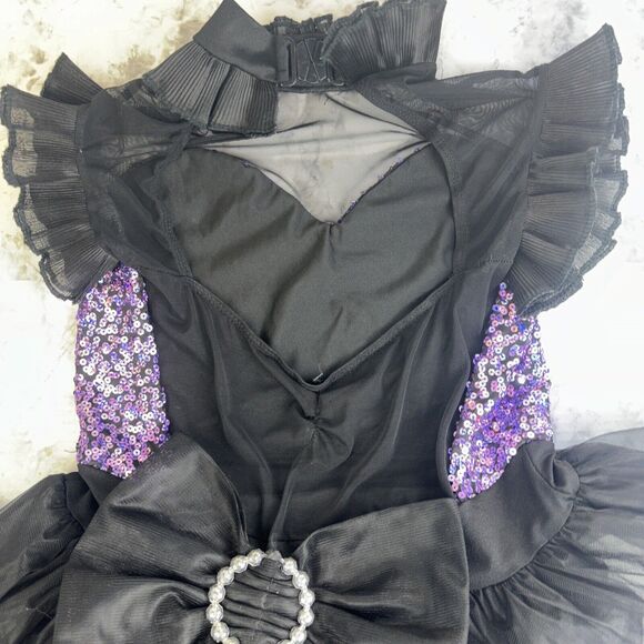 Art Stone Valerie Purple Black Sequin Dance Romper with Skirt Size LA Large - Picture 11 of 16